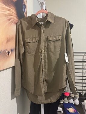 NWT Good American Khaki Button Down Sz 0/XS